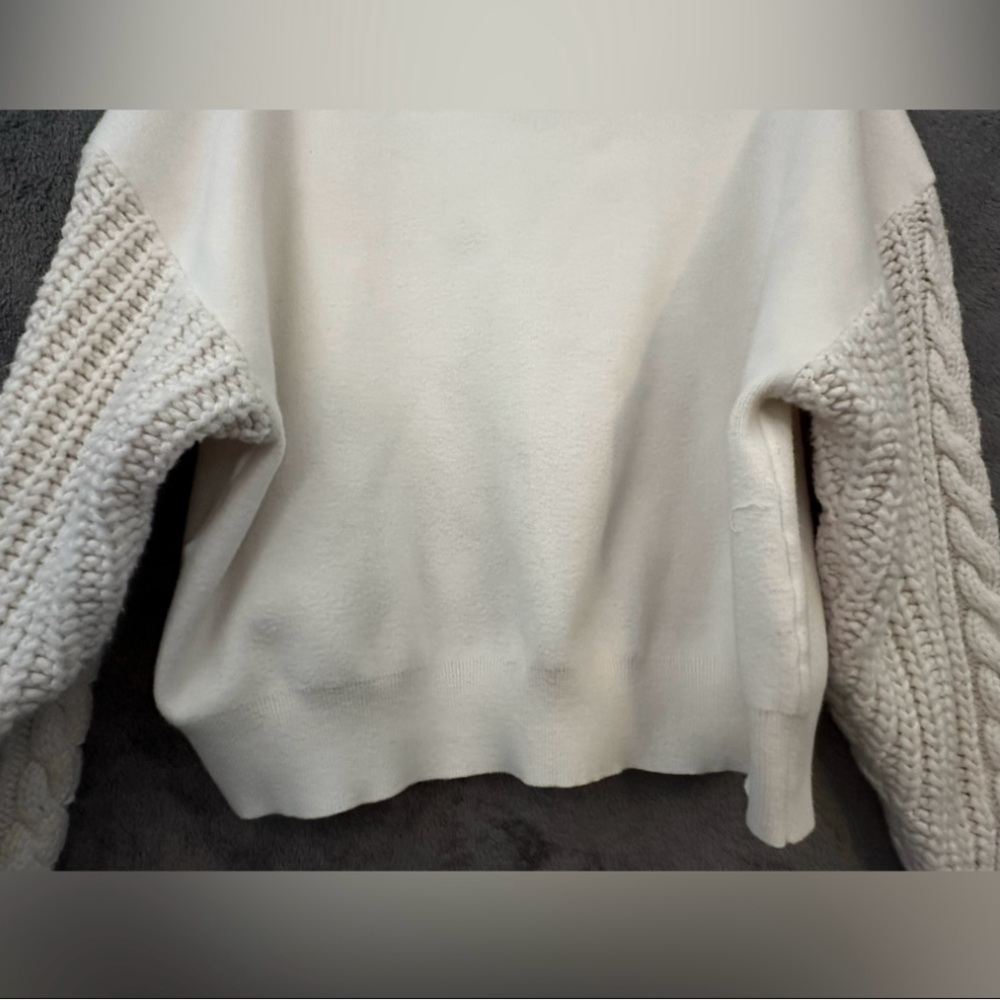 ZARA Knitted Sweater Woman’s Size Small Ivory Oversized Wool Soft Cottagecore - Picture 13 of 15
